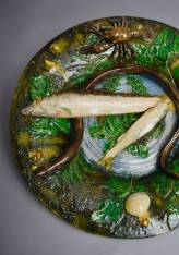 Alfred Renoleau, plat rond à l'écrevisse en haut en barbotine