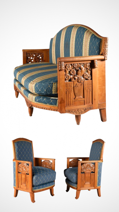 Henri Rapin et Charles Hairon, Salon Art déco en merisier Galerie