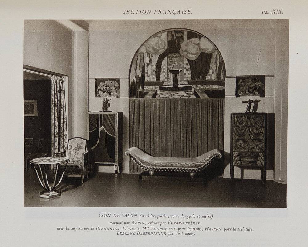 Henri Rapin et Charles Hairon, Salon Art déco en merisier Galerie
