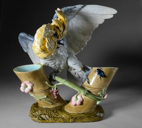 PAUL COMOLERA, polychrome ceramic parrot