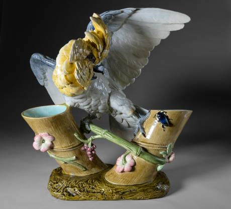 PAUL COMOLERA, polychrome ceramic parrot