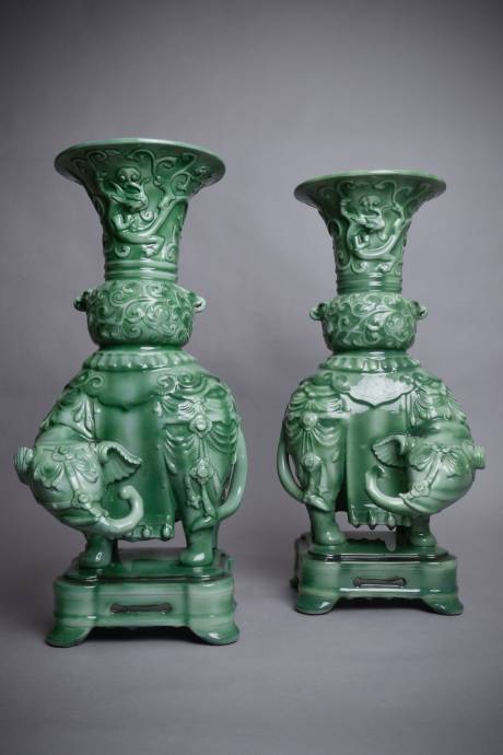 Theodore Deck, Pair of Elephant vases