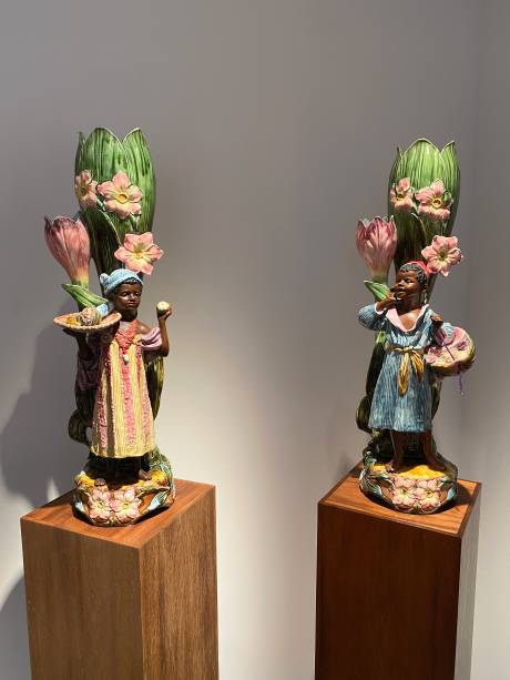 Unknown artist, Pair of Majolica childish characters