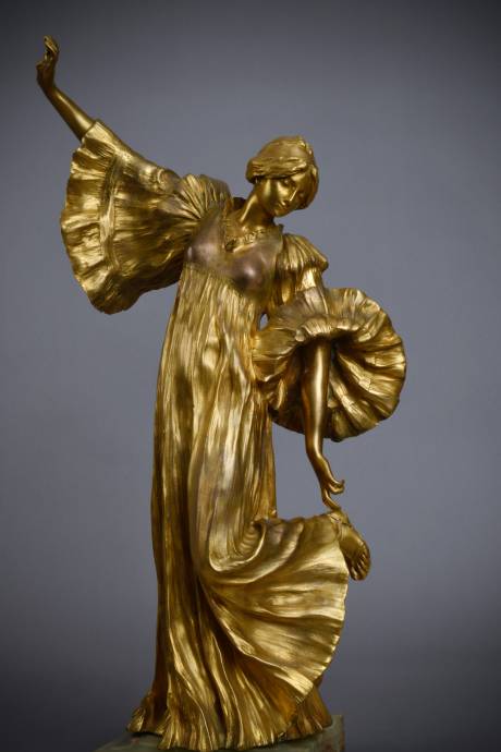Galerie Origines - Arles - Agathon Léonard - Bronze dancer with shiny golden patina
