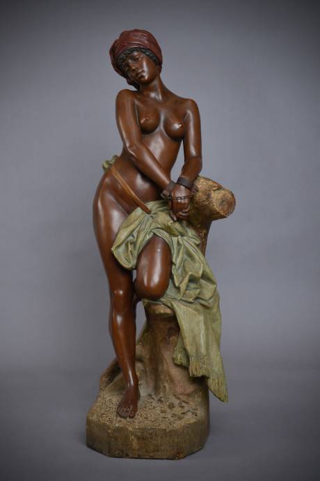 Galerie Origines - Arles - Goldscheider - Pécheur - Chained black slaved - polychrome terracotta